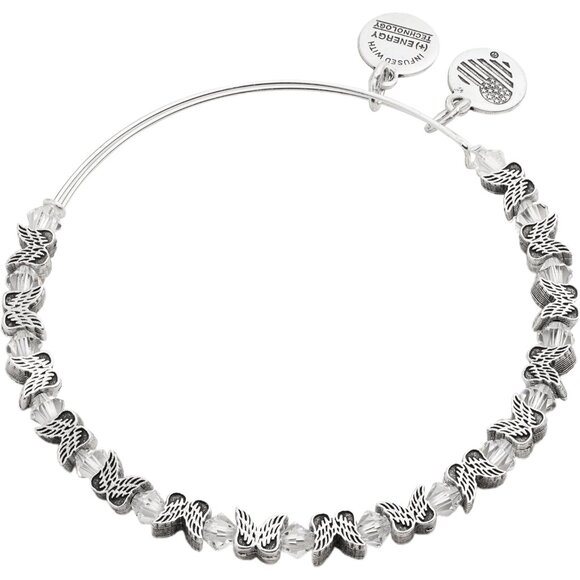 Angel Wing Beaded Bracelet Silver Brass No Clasp Adjustable Fine Jewelry